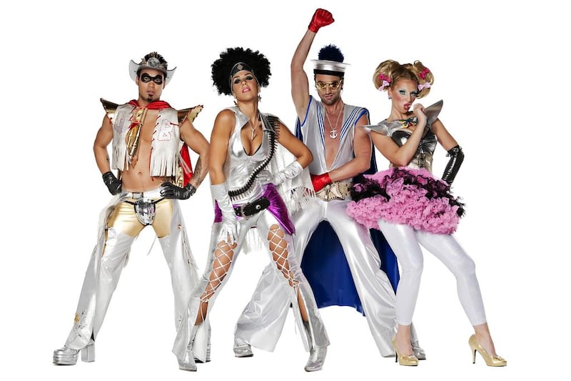 The latest line-up of Vengaboys. Robin Pors, second from right, rejoined the band five years ago just as the revival scene was picking up. Courtesy Vengaboys 