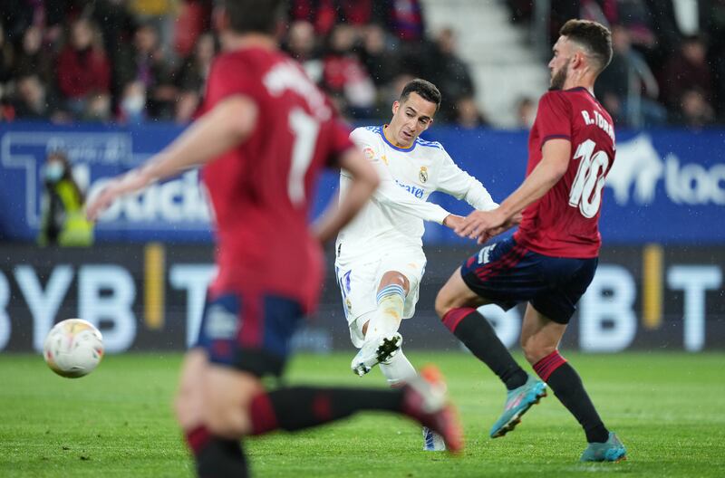 Lucas Vazquez scores Real Madrid's third goal against Osasuna. Getty