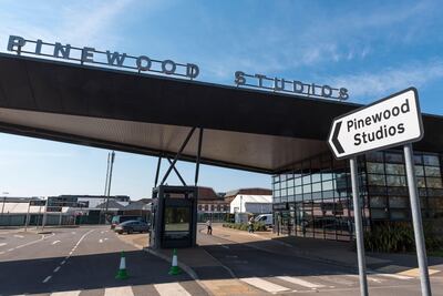 A general view of the entrance to Pinewood Studios in London, home to James Bond, Marvel and Star Wars films. Alamy