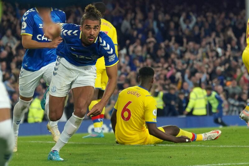 Calvert-Lewin celebrates after scoring. AP