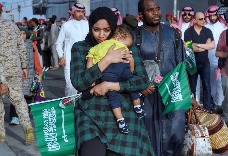 Civilians of different nationalities arrive at Jeddah Sea Port. Reuters