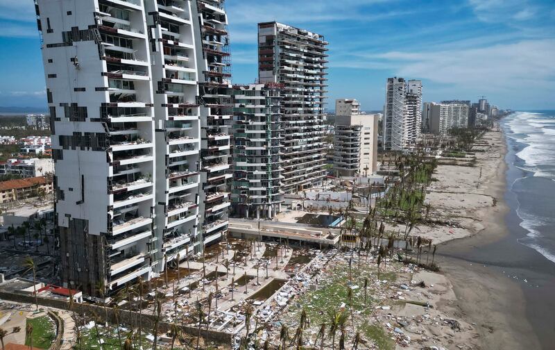 Aerial view of damages caused by the passage of Hurricane Otis in Acapulco, Mexico. AFP