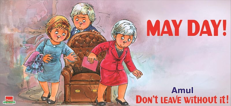 Amul marked the day former British prime minister Theresa May announced her resignation. Courtesy Amul / daCunha Communications