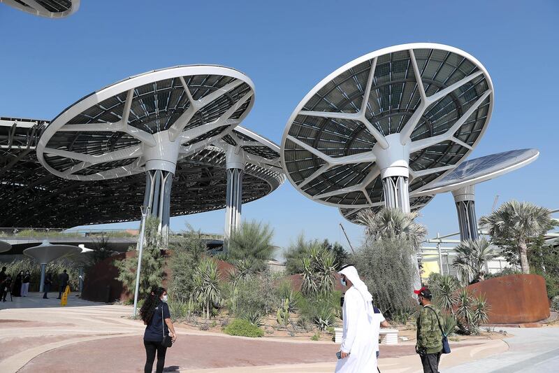 DUBAI, UNITED ARAB EMIRATES , January 16 – 2021 :- Outside view of the Dubai Expo 2020 Sustainability Pavilion during the media tour in Dubai. (Pawan Singh / The National) For News/Online/Instagram/Big Picture. Story by Sarwat