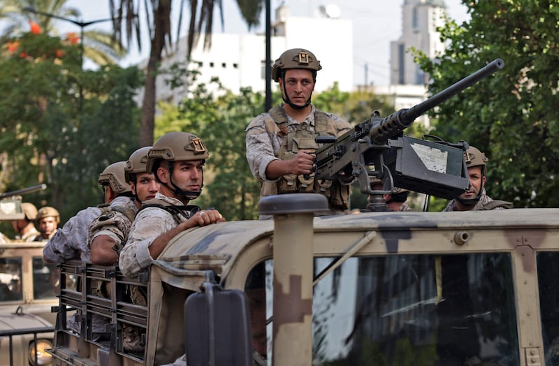 Lebanese soldiers at the scene. AFP