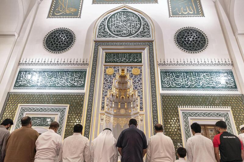 SHARJAH, UNITED ARAB EMIRATES. 12 MAY 2019. The newly opened Sharjah Mosque during Iftar and sunset. (Photo: Antonie Robertson/The National) Journalist: None. Section: Business.