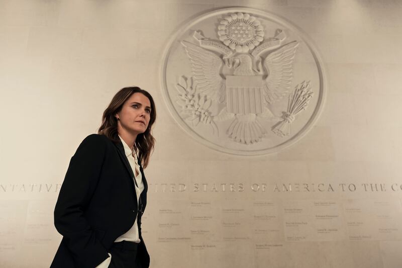Keri Russell plays Kate Wyler, US ambassador to the UK, in the Netflix series The Diplomat. Photo: Netflix