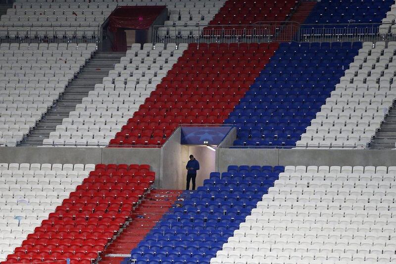 General view of the empty stadium in Lyon. Guillaume Horcajuelo / EPA