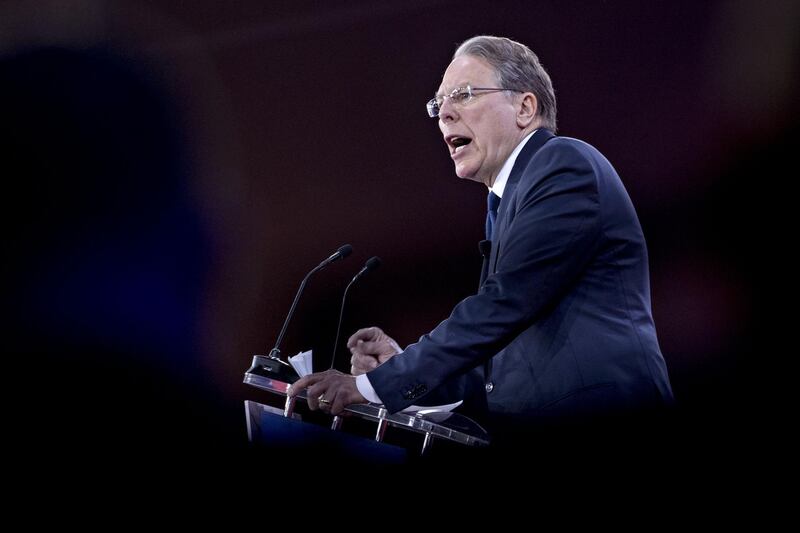 Wayne LaPierre, chief executive officer of the National Rifle Association (NRA), speaks at the Conservative Political Action Conference (CPAC) in National Harbor, Maryland, U.S., on Thursday, Feb. 22, 2018. The list of speakers at CPAC that opens today includes two European nativists who will address the gathering between panels and events on the dangers of immigration, Sharia law and lawless government agencies. Photographer: Andrew Harrer/Bloomberg