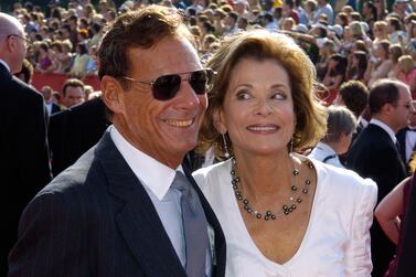 Ron Leibman, left, with wife Jessica Walter at the 57th Annual Primetime Emmy Awards in Los Angeles. Leibman has died after an illness at age 82. AP