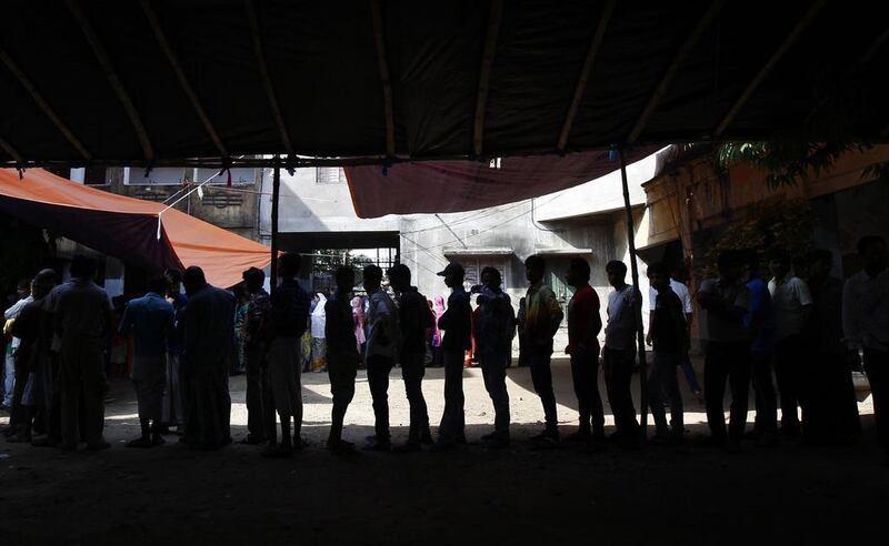 Voters line up to cast their votes outside a polling station during the seventh phase of India’s general election at Howrah district in the eastern Indian state of West Bengal. Rupak De Chowdhuri / Reuters