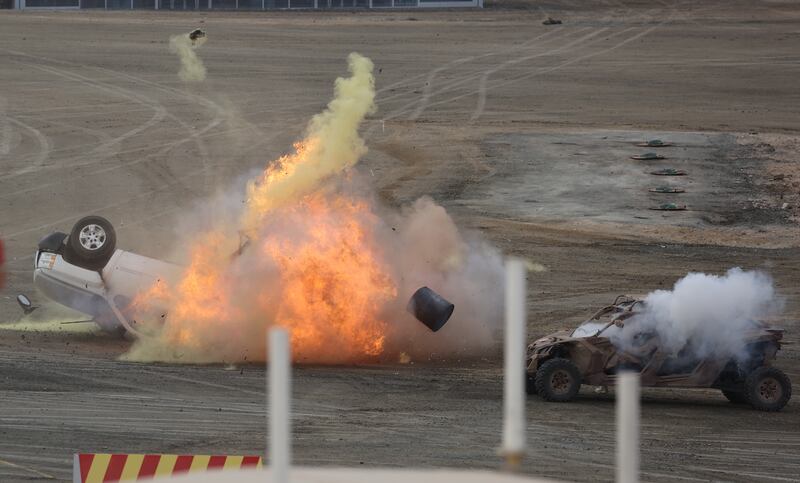 The drill featured dramatic explosions. EPA