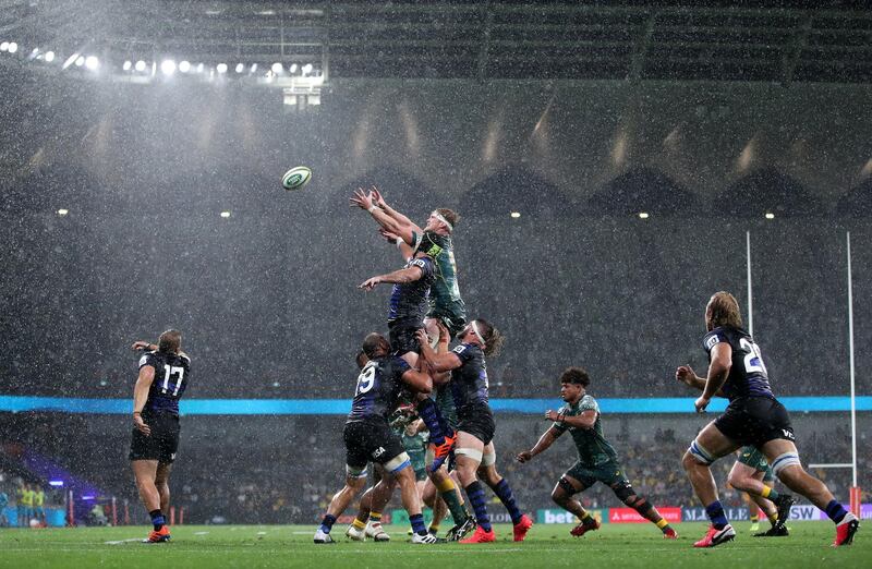 Matt Philip of the Wallabies wins a lineout ball in Sydney. Getty