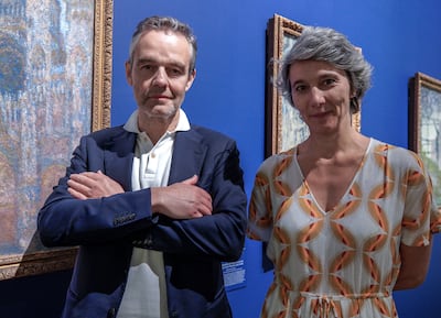 Stephane Guegan, left, of the Musee d’Orsay and Musee de l’Orangerie, and Sylvie Patry of the Musee d’Orsay. Victor Besa / The National