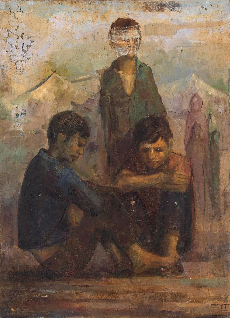 Retrospective Abdulqader Al Rais: Dubai Culture Institut du Monde Arabe The Wait, 1968, Oil on board