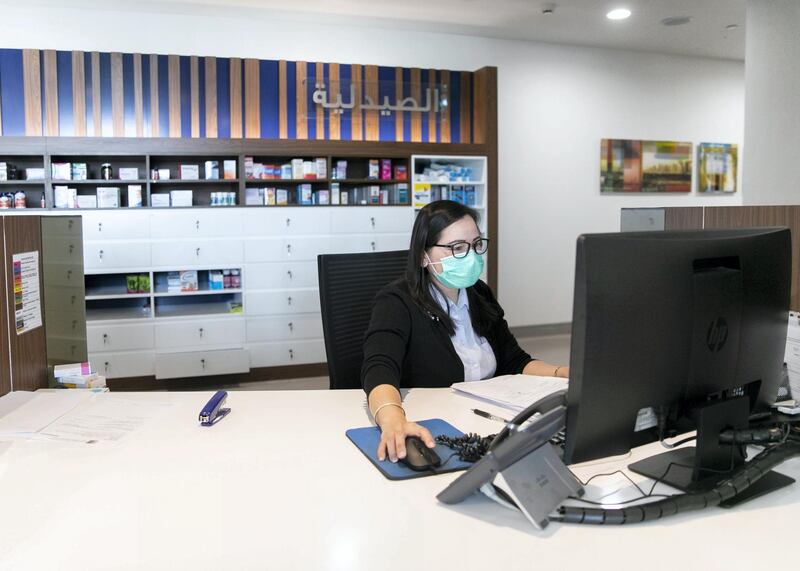 DUBAI, UNITED ARAB EMIRATES. 24 JUNE 2020. 
Pharmacy counter at King's College Hospital.
(Photo: Reem Mohammed/The National)

Reporter:
Section: