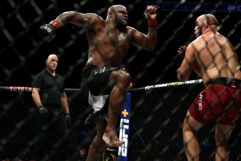 Derrick Lewis and Ilir Latifi during their heavyweight bout in UFC 247 at Toyota Centre. AFP