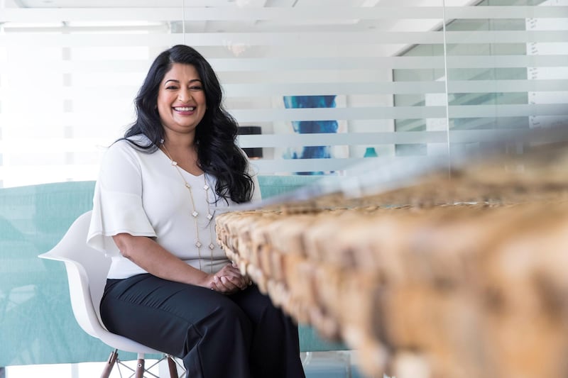 Dubai, United Arab Emirates, October 24, 2017:    Padmini Gupta co-founder of Rise at her office in the Jumeirah Lake Tower area of Dubai October 24, 2017. Christopher Pike / The National

Reporter: Suzanne Locke
Section: Business