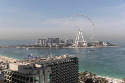 Karla Hirtescu's three-bedroom JBR apartment has stunning views of Bluewaters Island and Ain Dubai. Antonie Robertson / The National