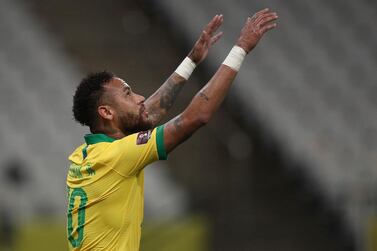Brazil's Neymar during the World Cup qualifying win against Bolivia in Sao Paulo. Getty