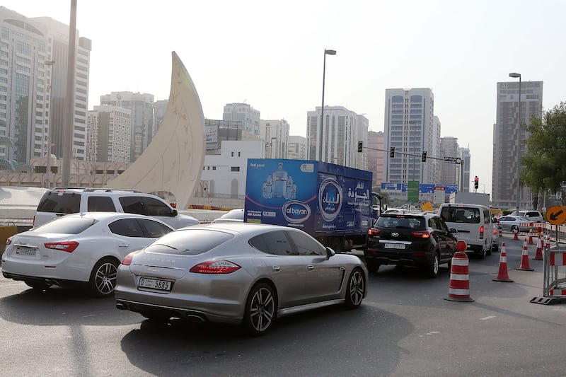Accidents have caused congestion in the Emirates this morning. Pawan Singh / The National.