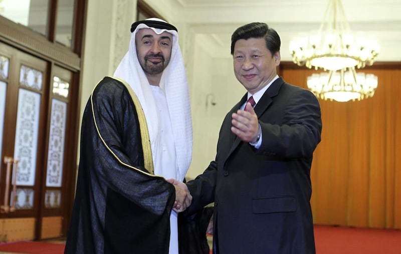 Xi Jinping with Sheikh Mohammed bin Zayed, Crown Prince of Abu Dhabi and Deputy Supreme Commander of the Armed Forces, in Beijing, in 2012. Reuters