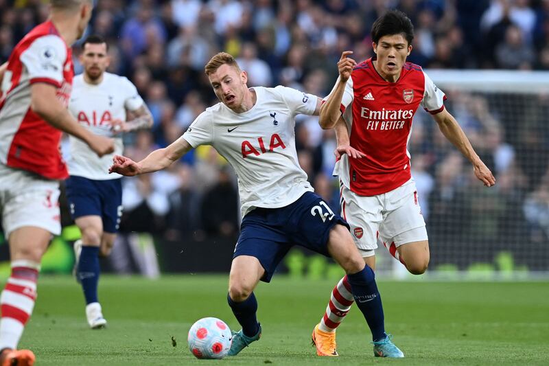 Dejan Kulusevski - 8: Swede’s cross into box resulted in Spurs’ winning penalty that Kane dispatched and helped Spurs cause Arsenal defence constant problems. Has been key player for Conte's team since his January arrival. AFP