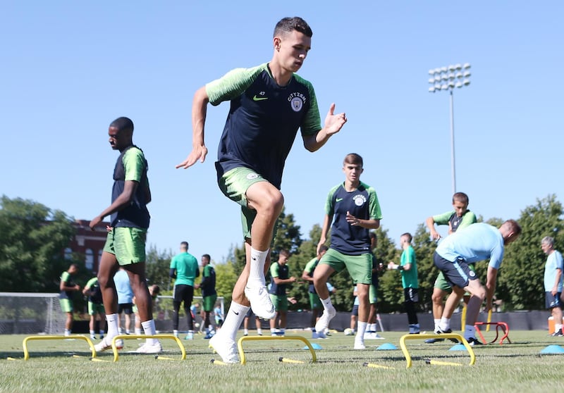CHICAGO, IL - JULY 18:  Manchester City's Phil Foden during training at University of Illinois on July 18, 2018 in Chicago, Illinois.  (Photo by Matt McNulty - Manchester City/Man City via Getty Images)