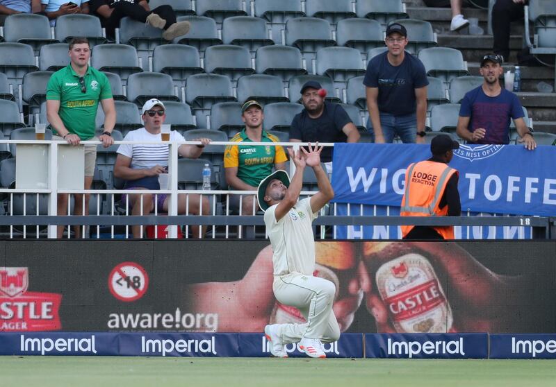 South Africa fielder Dane Paterson catches out England batsman Sam Curran. Reuters