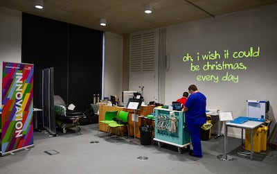 Staff inside Alder Hey Children's Hospital in Liverpool where a child is currently being treated for strep A. AFP