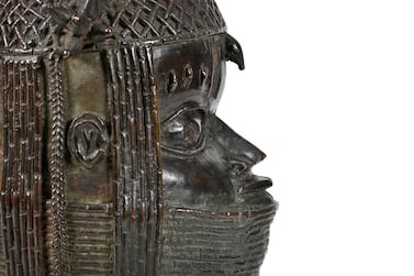 A view of the Benin Bronze depicting the Oba of Benin. The object, purchased by the University of Aberdeen at auction in 1957, is now set to be returned to Nigeria. University of Aberdeen