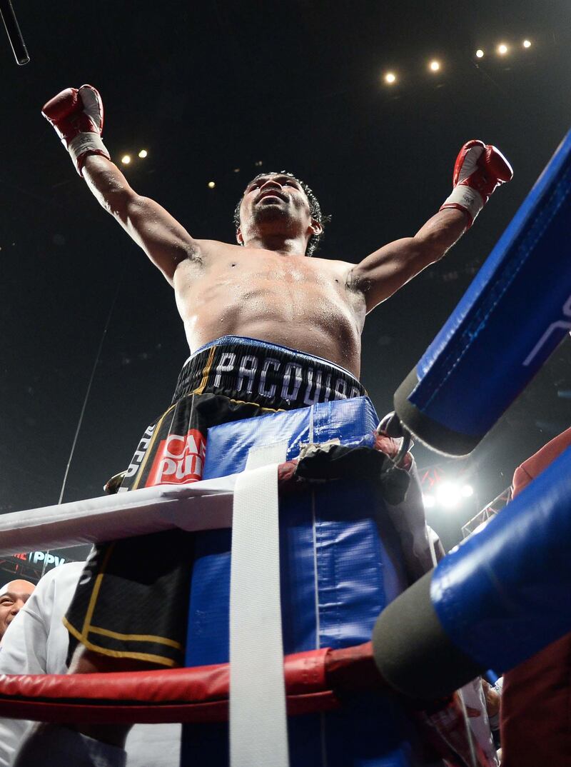 Manny Pacquiao after defeating Adrien Broner. Reuters