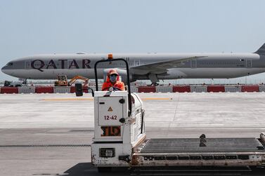 A Qatar Airways Boeing 777 aircraft on the tarmac Hamad International Airport in the Qatari capital Doha. AFP