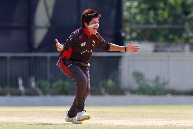 Chaya Mughal appeals for a wicket against Malaysia in Sylhet. 