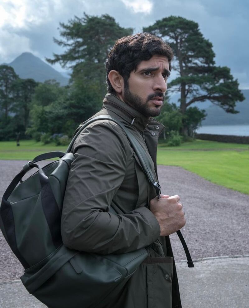Sheikh Hamdan preparing for the unpredictable weather during a trip to Scotland.