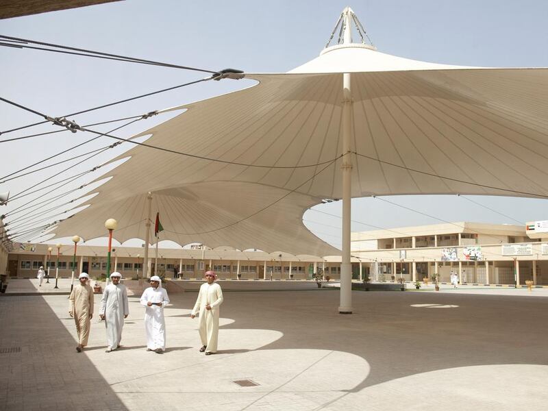 Al Rams Secondary School for Boys in Ras Al Khaimah. The emirate is in discussion to create a free zone that it says will let quality institutions offer educations at a lower cost than in other parts of the country. Jeff Topping / The National

 