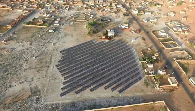Above, Masdar’s solar photovoltaic plant in Boutilimit in Mauritania. Courtesy Masdar