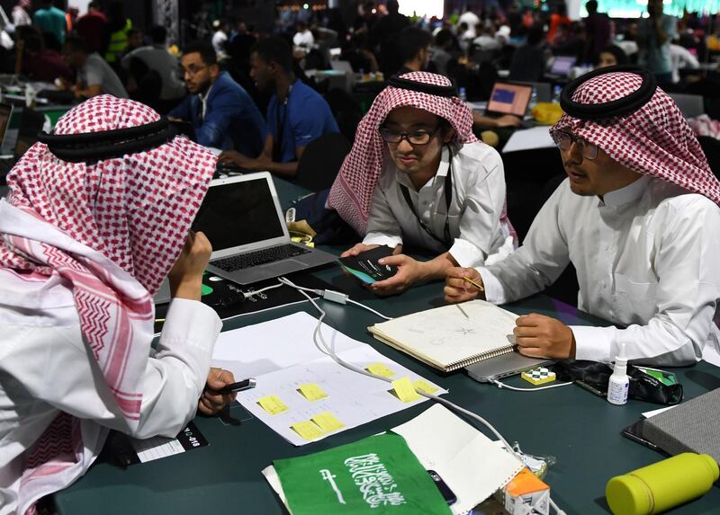Participants attend a hackathon in Jeddah prior to the start of the annual Hajj pilgrimage. AFP