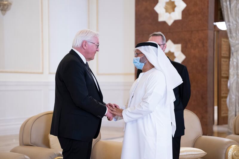 Frank-Walter Steinmeier, President of Germany, meets Dr Anwar Gargash, Diplomatic Adviser to the UAE President.