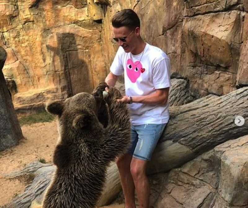 McTominay, who shows little fear on the pitch, showed no fear when up close with the animals. Courtesy Scott McTominay / Instagram