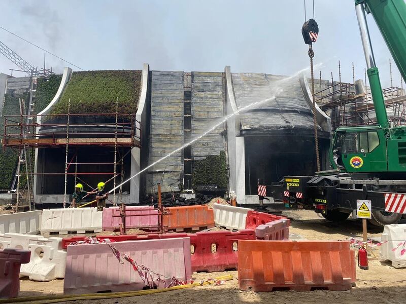 Fire crews extinguished a fire at the Expo 2020 site that broke out on May 11. Courtesy: Expo 2020