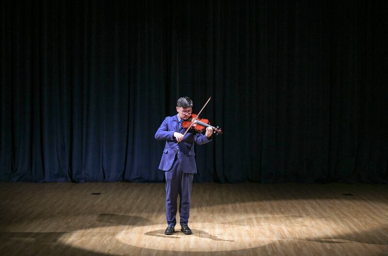 Diwen Xu, 18, plays the viola at Brighton College Abu Dhabi.  