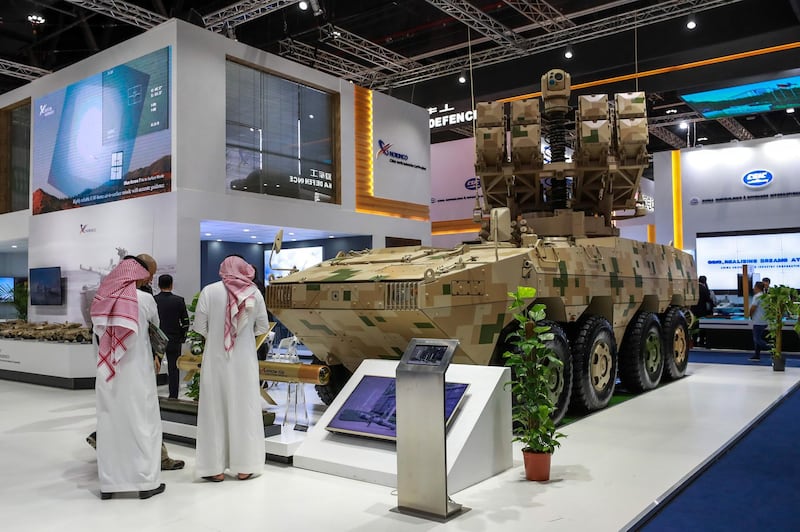 Abu Dhabi, U.A.E., February 18, 2019. INTERNATIONAL DEFENCE EXHIBITION AND CONFERENCE  2019 (IDEX) Day 2-- The Red Arrow 10 Multi-Purpose Missile System by Norinco.Victor Besa/The National