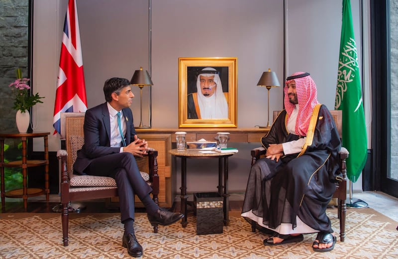 Saudi Crown Prince Mohammed bin Salman met with UK Prime Minister Rishi Sunak on the sidelines of the G20 summit in Indonesia.