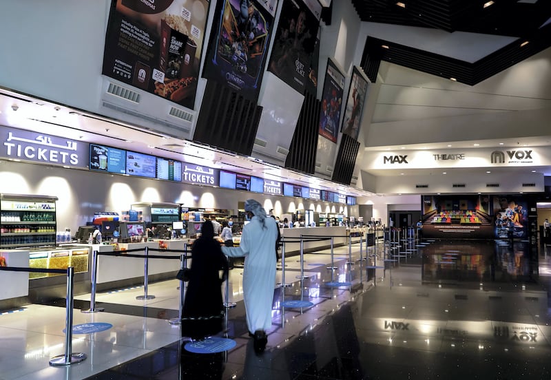 Abu Dhabi, United Arab Emirates, August 19, 2020.  
Yas Mall VOX Cinemas are now open with Covid-19 safety restrictions.
Victor Besa /The National
Section:  NA
Reporter:  Haneen Dajani