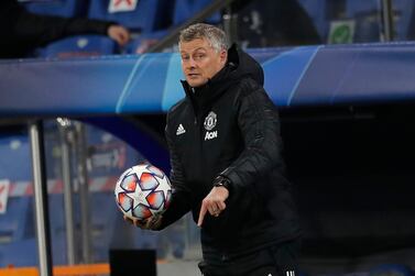 Manchester United's manager Ole Gunnar Solskjaer gives instructions from the side line during the Champions League group H soccer match between Istanbul Basaksehir and Manchester United at the Fatih Terim stadium in Istanbul, Wednesday, Nov. 4, 2020. (AP Photo)