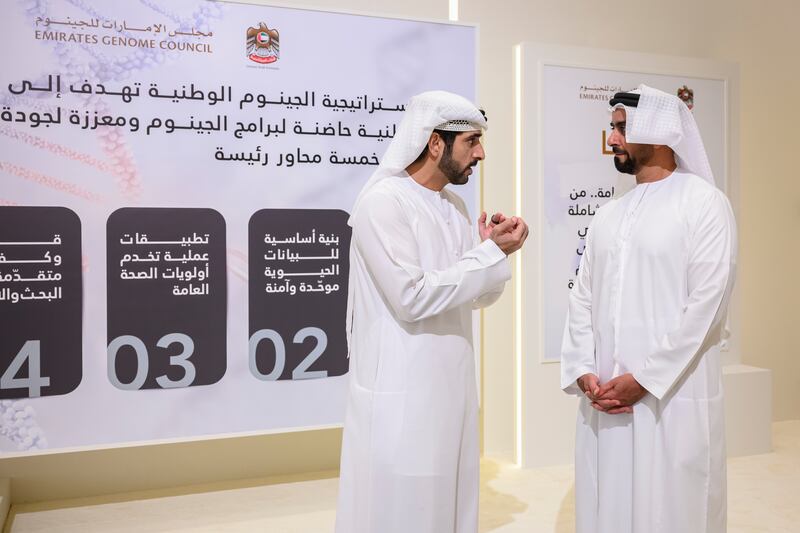 Sheikh Hamdan bin Mohammed, Crown Prince of Dubai, and Sheikh Saif bin Zayed, Deputy Prime Minister and Minister of Interior