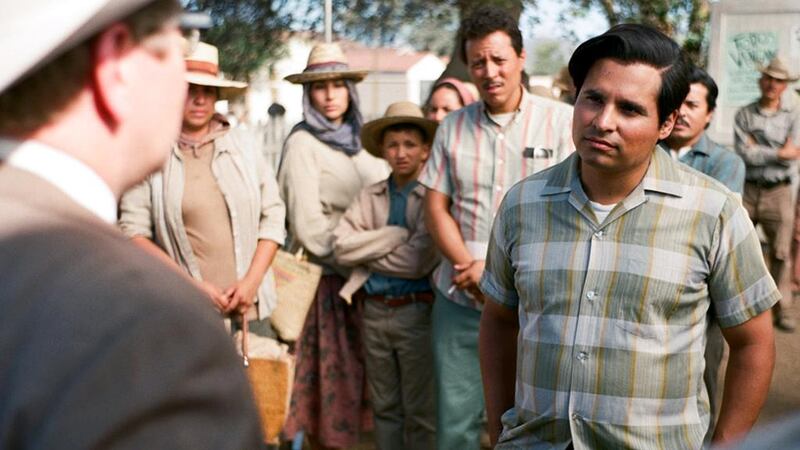 Michael Pena as the farm worker and activist Cesar Chavez in Diego Luna's film Cesar Chavez. Courtesy Canana Films