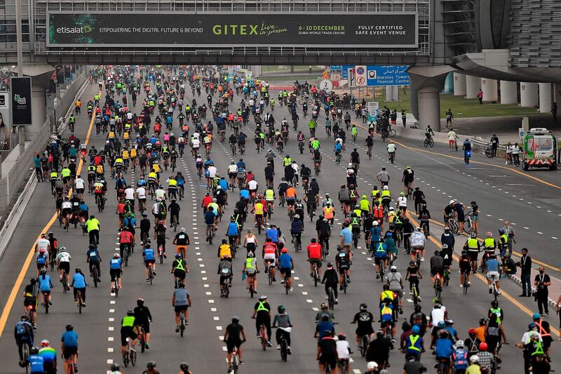 The free event is part of the Dubai Fitness Challenge. Karim Sahib / AFP