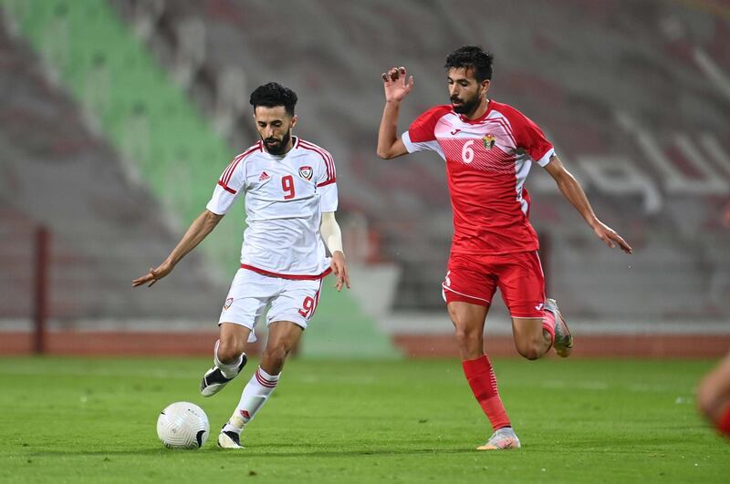 Dubai / Monday May 24, 2021: Our first national football team defeated its Jordanian counterpart by five goals to one goal in the international friendly match that took place today at Rashid Stadium at Al-Ahly Youth Club in Dubai in the final rehearsal for Al-Abyad in preparation for the joint Asian qualifiers for the 2022 World Cup Finals and Cup Finals Asia 2023, which will be held in the country from the third of next June. Courtesy UAE FA